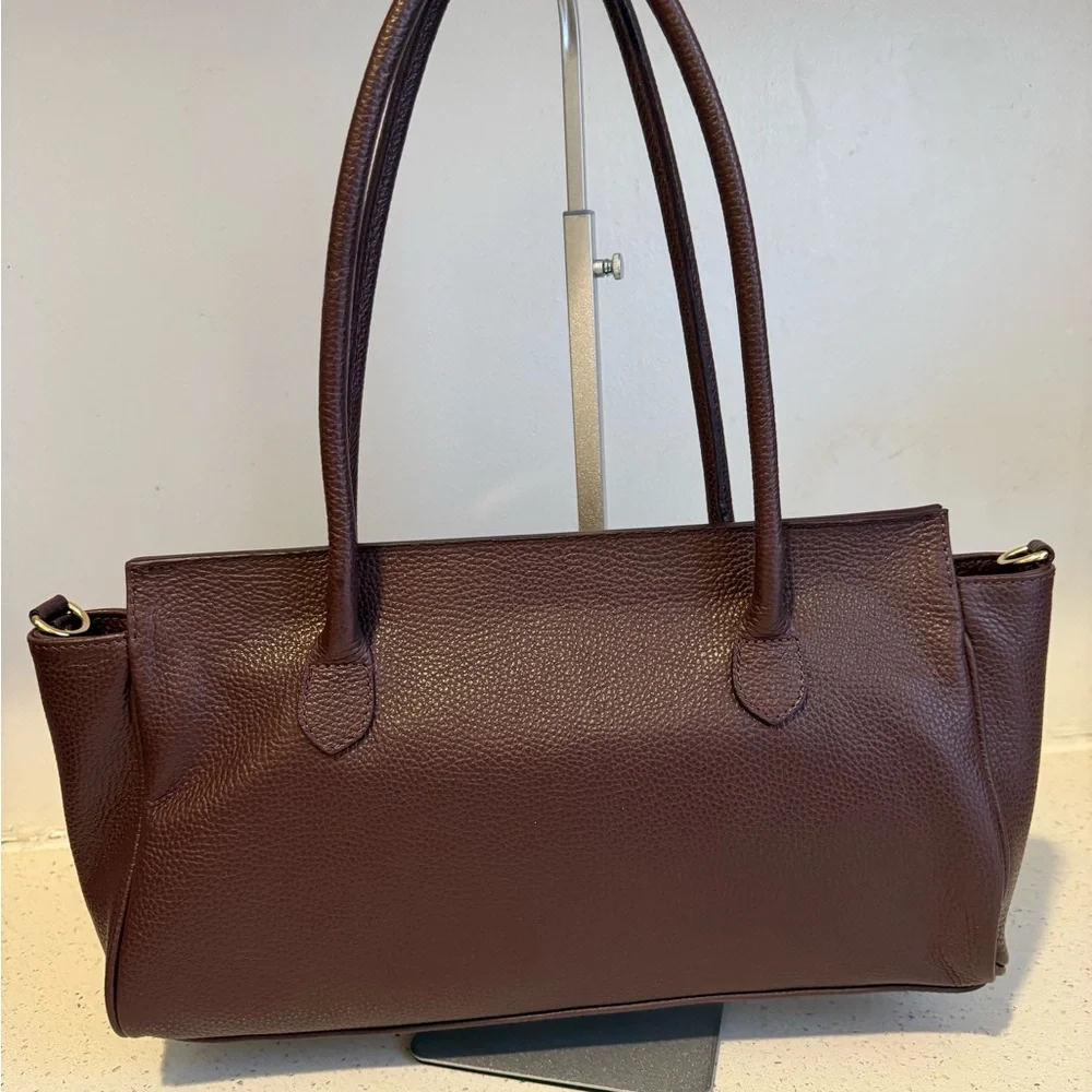 Elegant Burgundy Genuine Leather Made in Italy